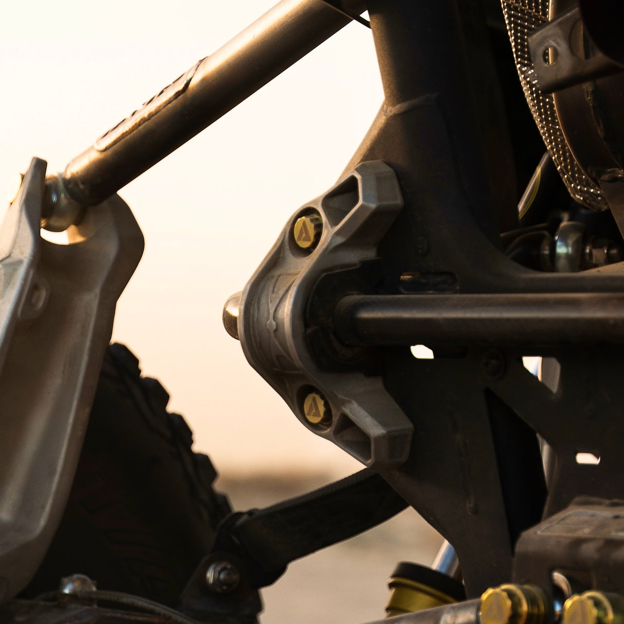 AVID Racing Can-Am Maverick R Rear Sway Bar Titanium Bolt Hardware Kit mounted on vehicle