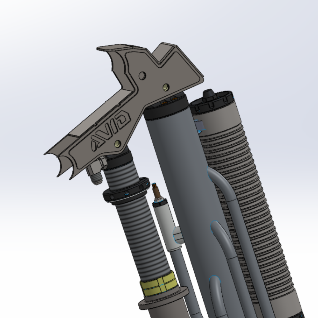AVID Racing Can-Am Maverick R Rear Race Trailing Arm and Dual Shock Conversion Kit CAD draft of upper shock mount