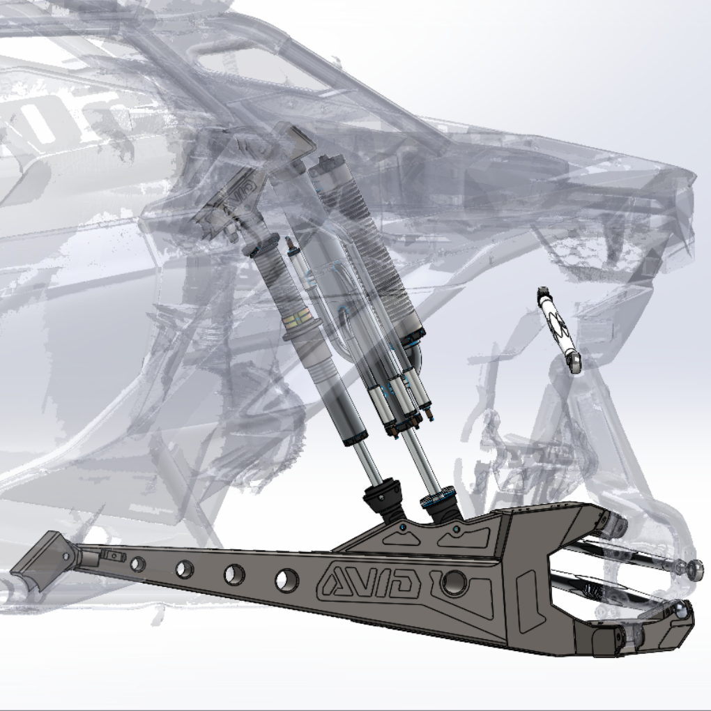 AVID Racing Can-Am Maverick R Rear Race Trailing Arm and Dual Shock Conversion Kit CAD draft