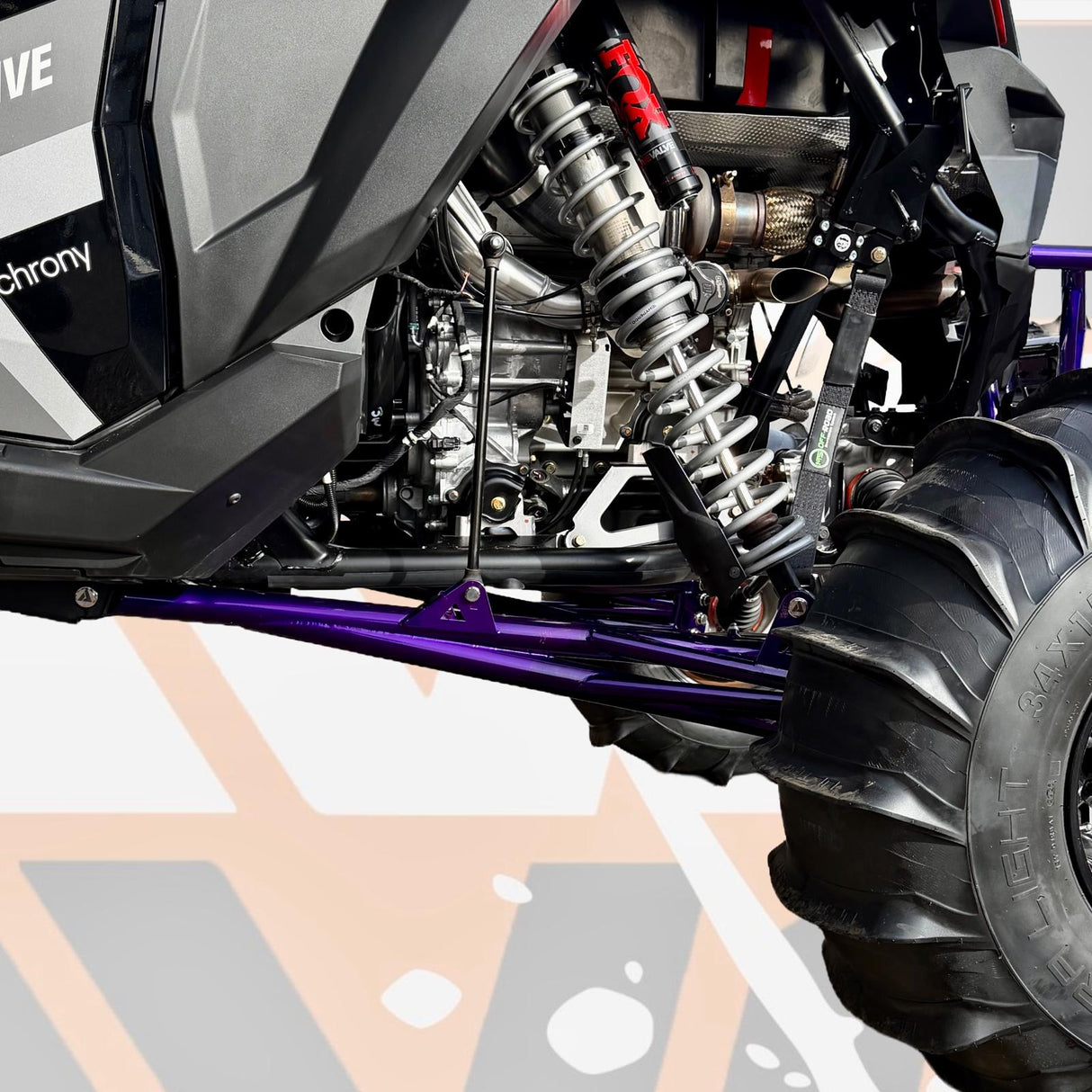 AVID Racing Polaris Pro R XC trailing arm system installed no toe link rear suspension mounted on vehicle