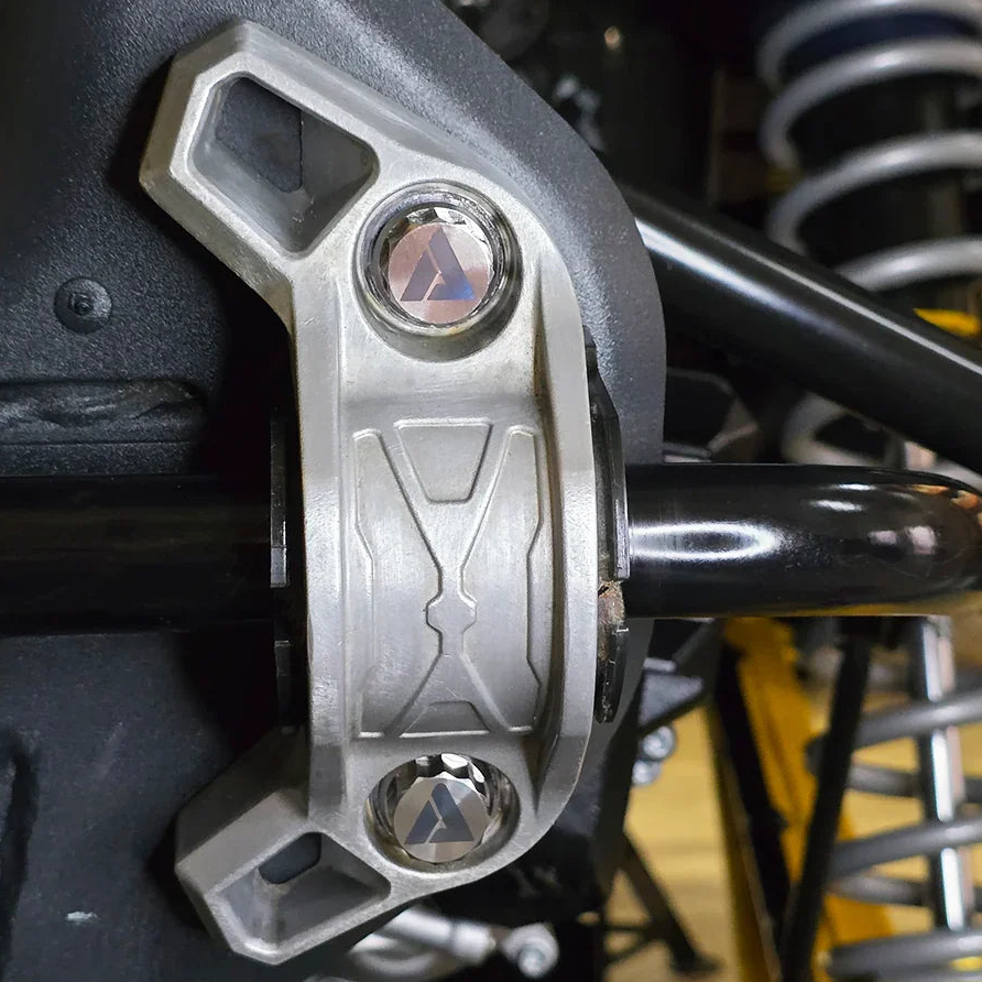 AVID Racing Can-Am Maverick R Rear Sway Bar Titanium Bolt Hardware Kit mounted on vehicle