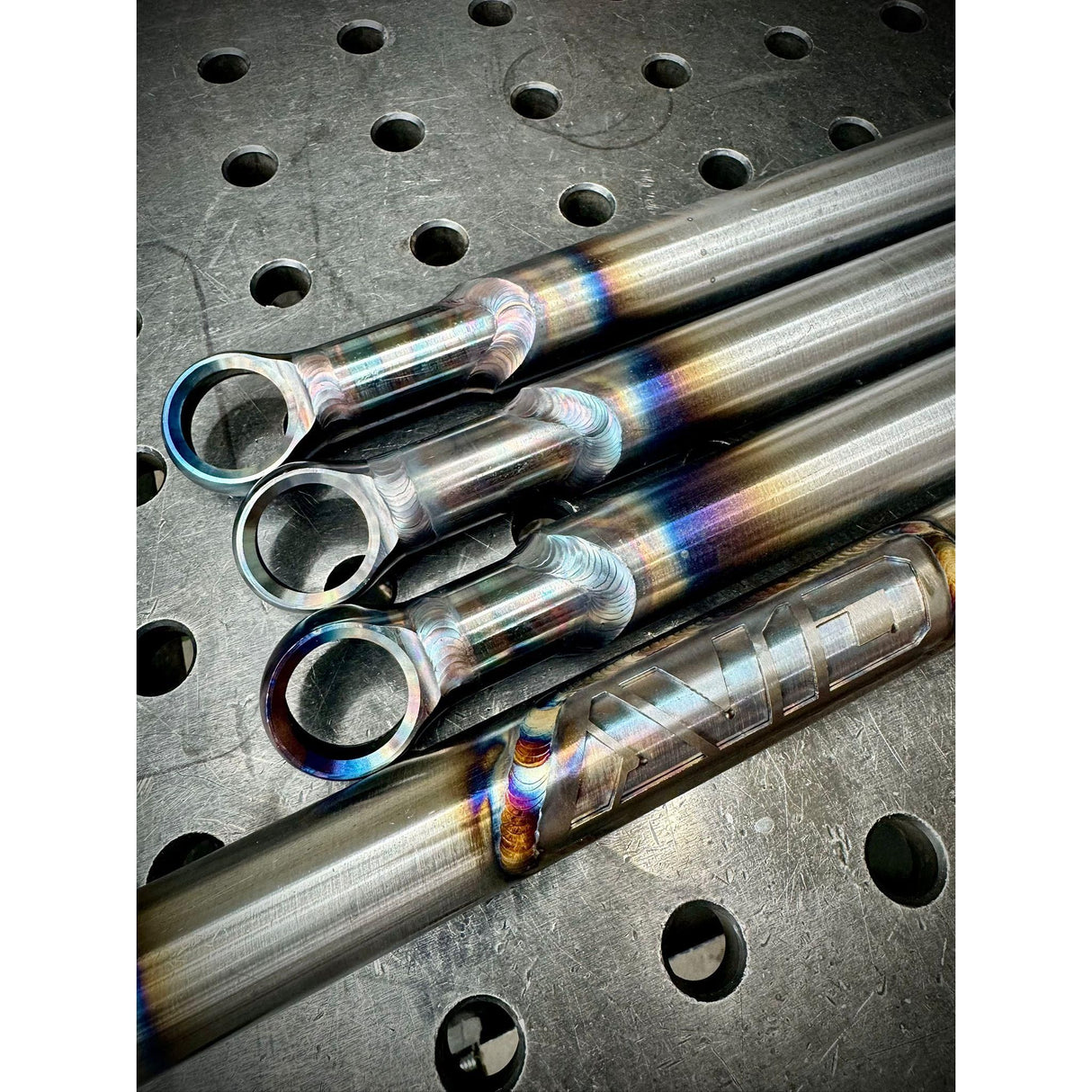 AVID Racing Can-Am Maverick X3 Chromoly Radius Rod Kit, 72" detail of TIG welding and branding