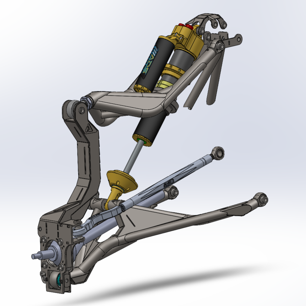 AVID Racing Can-Am Maverick R Baja Race 4130 Chromoly Uprights / Knuckle CAD draft front view