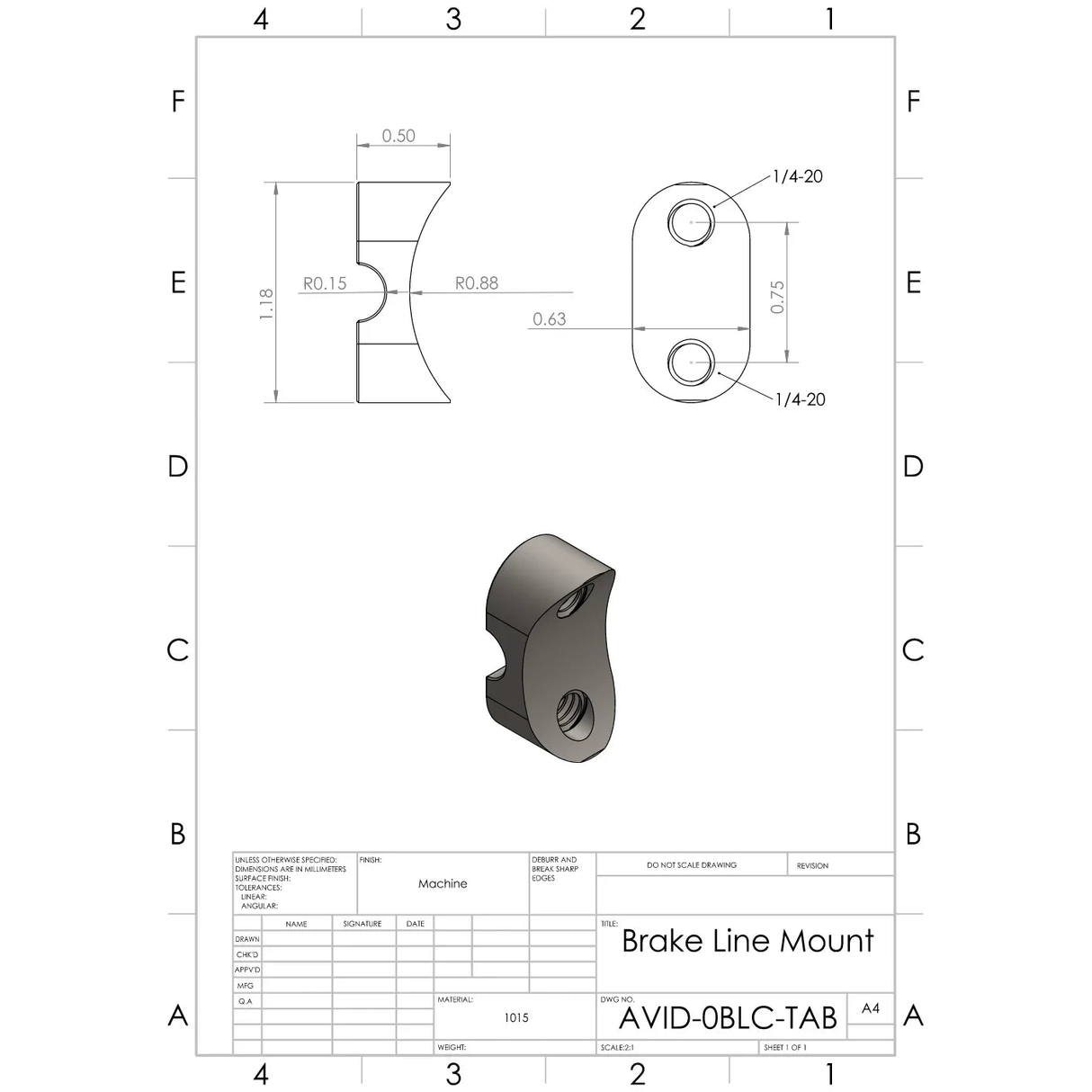 Weld-On Brake Line Tab - AVID Racing