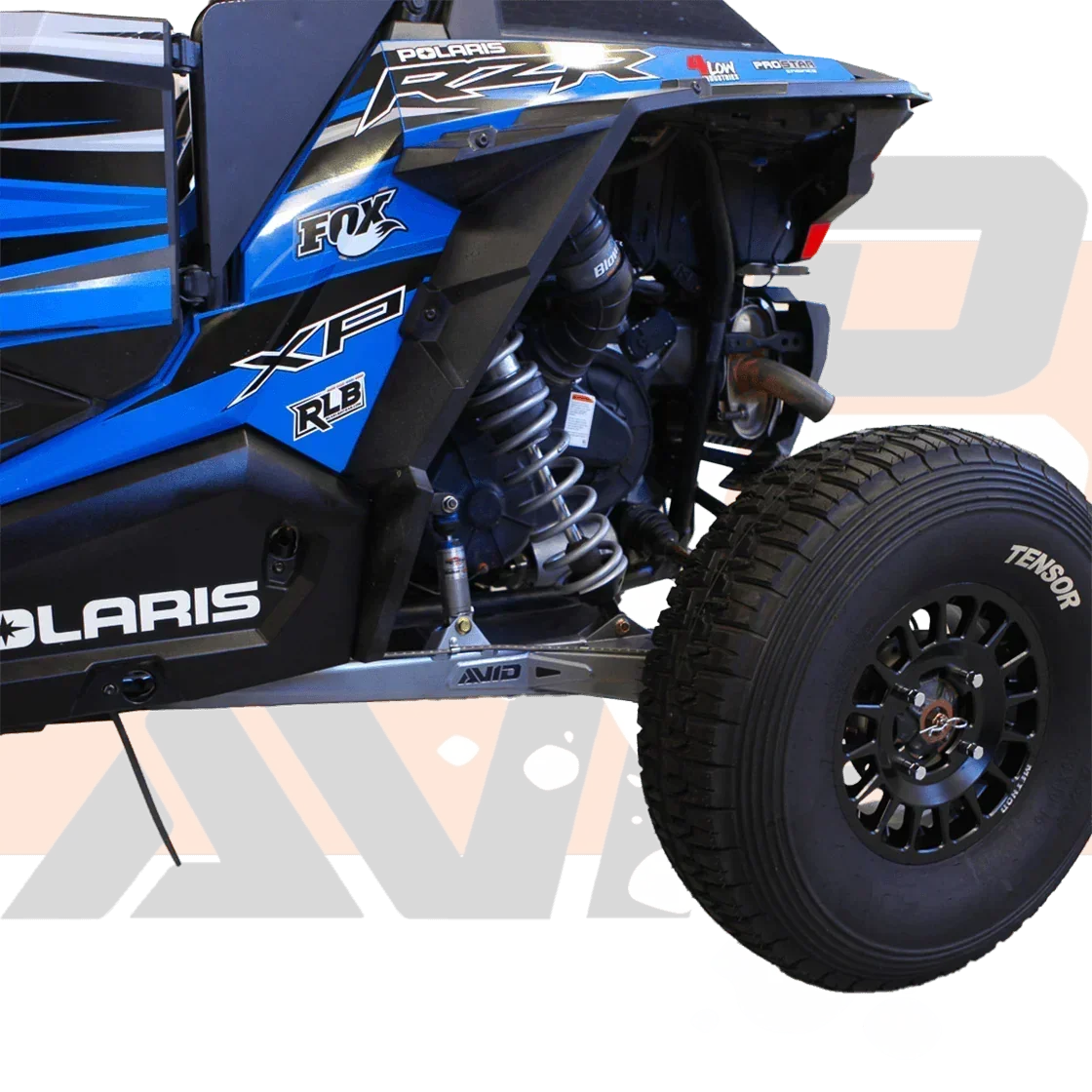 AVID Racing Polaris RZR XP 1000 rear suspension kit mounted on vehicle