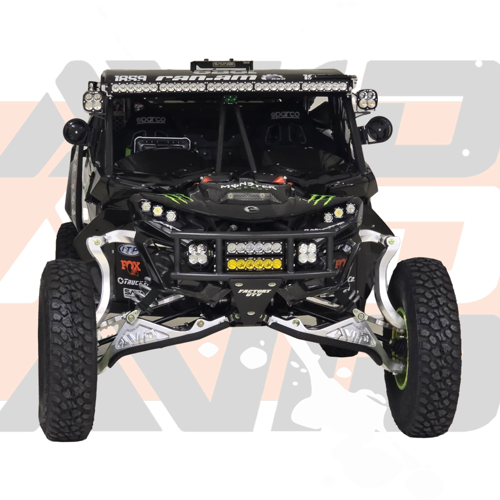 AVID Racing Can-Am Maverick R Billet Aluminum Front Suspension Kit | AVID Racing — Installed Front View — AVID-MR-BRFCAKIT1_13 [AVID:b9aaedb4-1379-4776-b4c8-ca3e4f448867] [AVID-VERSION:e9622b5d-8839-45ce-89f8-09843bd24480]
