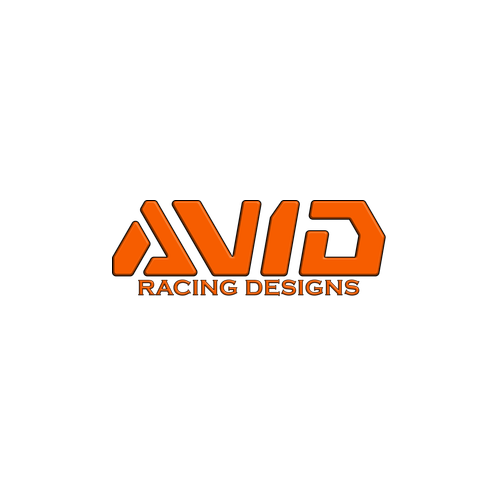 AVID Racing Designs Orange Logo Sticker in orange, shown from the front [AVID-ASSET:61a30825-0df8-4aa9-9e62-40d2c8589c17] [AVID-VERSION:b35002a8-626e-4852-9d7f-7b45e68225e1]