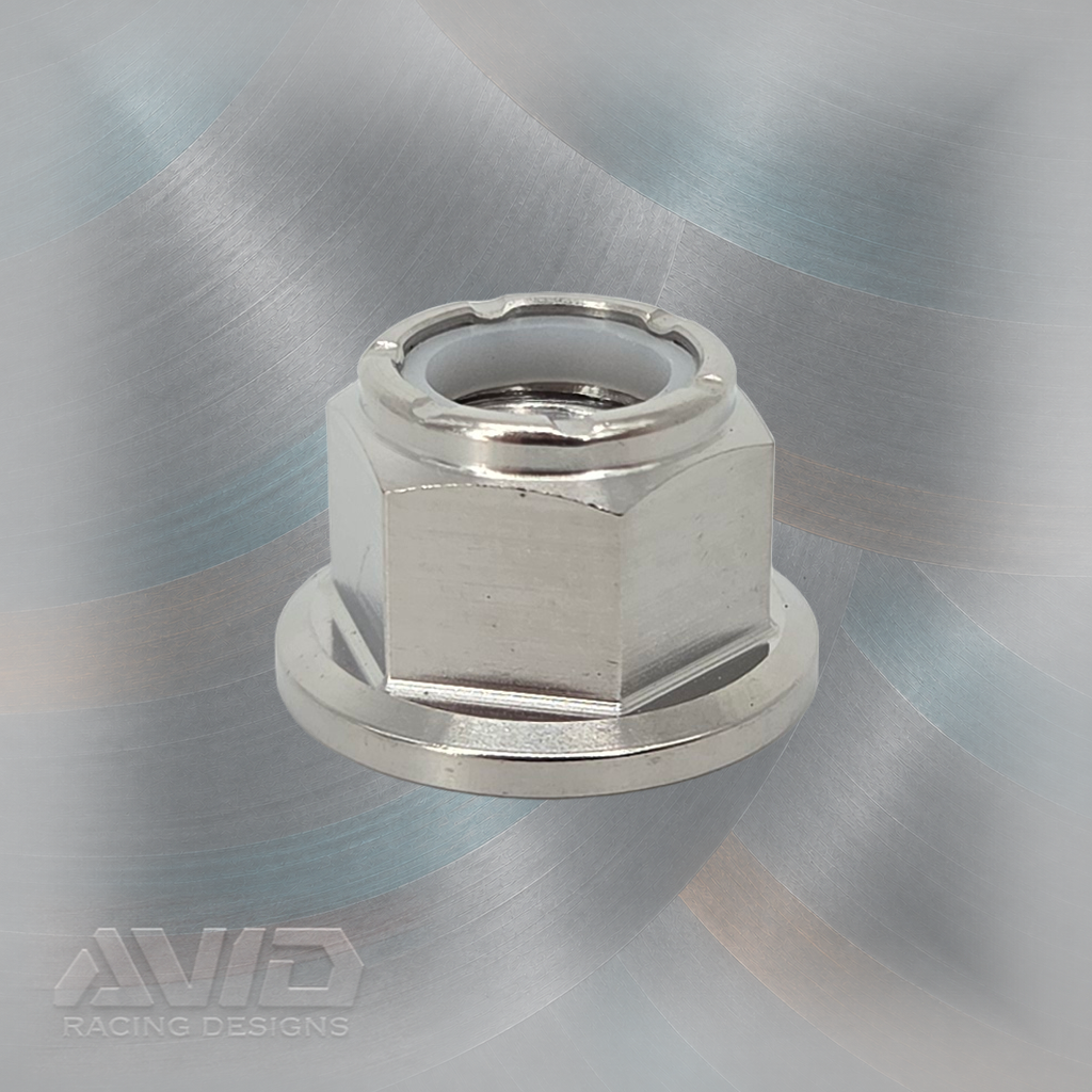 AVID Racing Titanium 6-Point Flange Nylon Lock Nut, M10x1.5 | AVID Racing — Front View — M10-T6FNN-13-15_03 [AVID:15030685-02da-4f46-8a35-a1237e67ecd3] [AVID-VERSION:b84f6bf5-812b-42d4-a89a-5411cc055ea5]