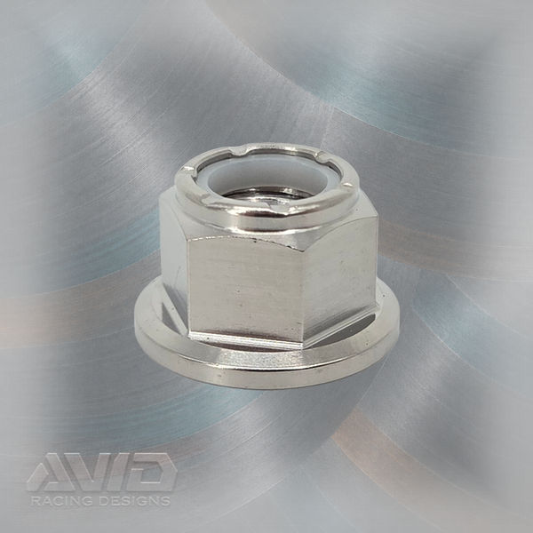 Titanium 6-Point Flange Nylon Lock Nut, M10x1.5 | AVID Racing