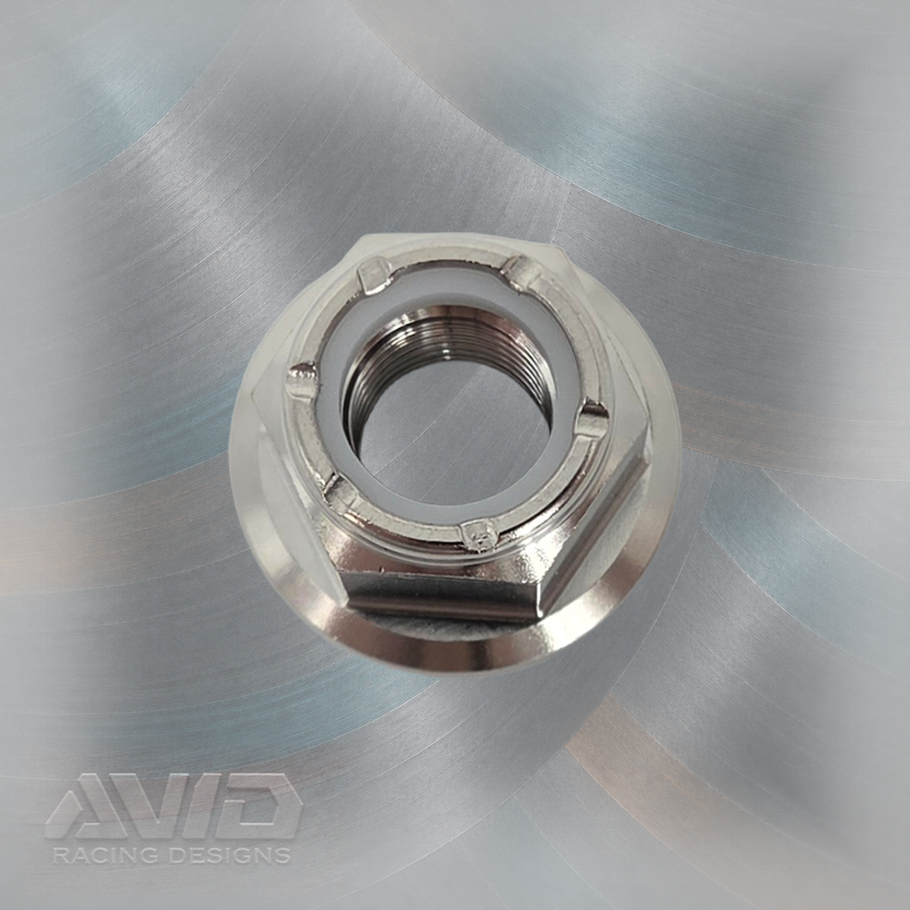 AVID Racing Titanium 6 Point Flange Nylon Lock Nut, M10 x 1.25 | AVID Racing — Top View — M10-T6FNN-13-125_04 [AVID:1fe6edbb-da3d-49fd-ba69-86a52323bbd3] [AVID-VERSION:86d0cfb5-1a20-45b1-a630-21842d5194f6]