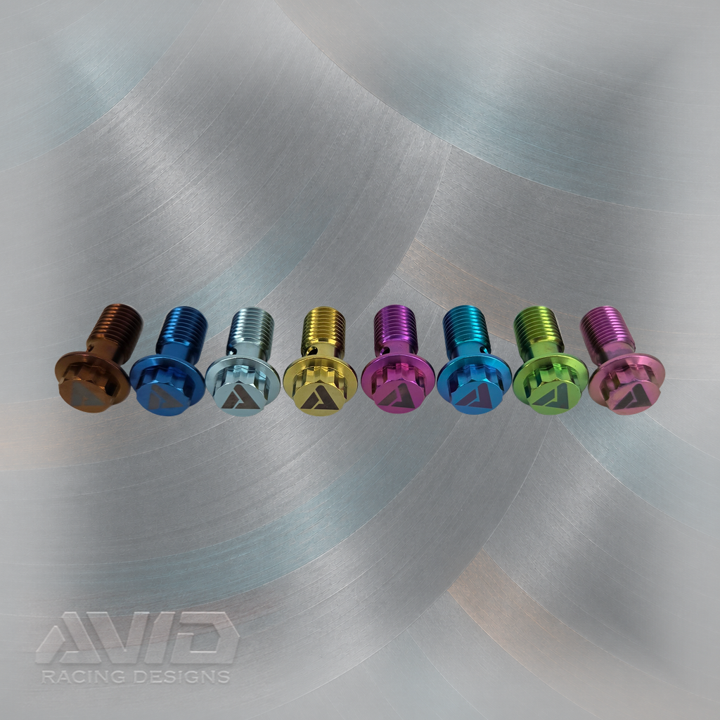 AVID Racing Titanium Banjo Bolt, M10 x 1.25 x 20 mm, 12 mm Thread | AVID Racing — Color Variant Lineup — M10-TBAN-20x8-125_08 [AVID:bff026a7-7429-4e1e-bb7d-f19f2e53661d] [AVID-VERSION:d33928be-ddf1-4a11-9041-80883c91c7ae]