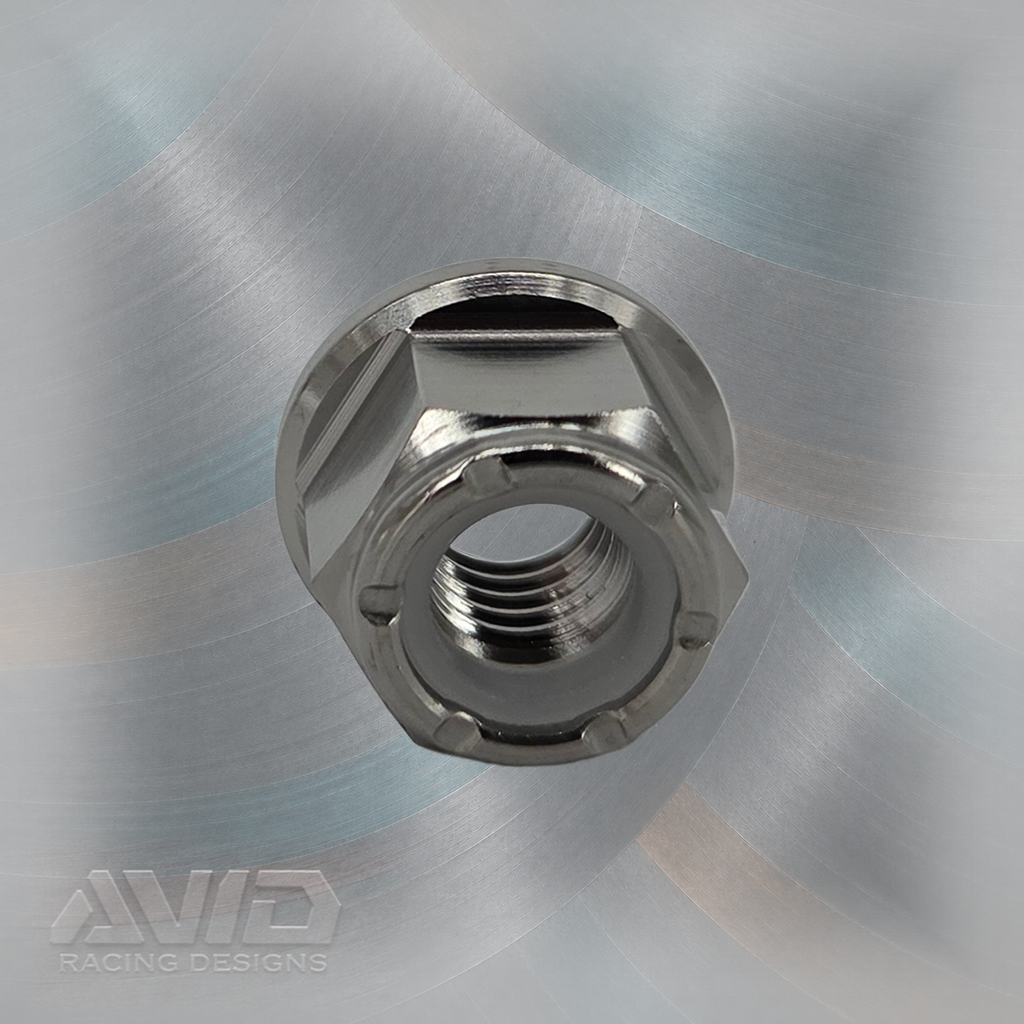 AVID Racing Titanium 6 Point Flange Nylon Lock Nut, M8 x 1.25 | AVID Racing — Front View — M8-T6FNN-11-125_05 [AVID:e7aab254-7149-468d-8de0-9e2a4379fc1d] [AVID-VERSION:d691086d-3cbb-4720-8e89-9ce0a7c4865a]