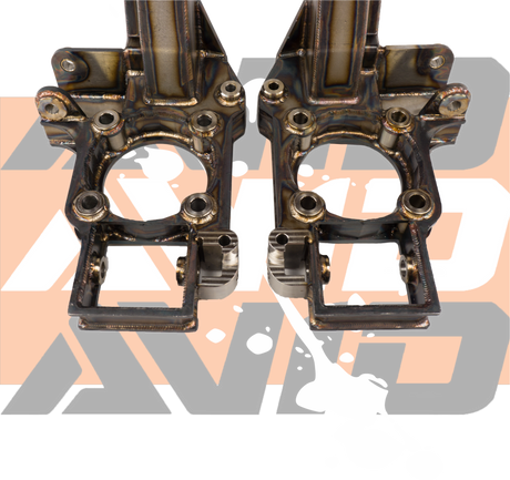 AVID Racing Can-Am Maverick R Baja Race 4130 Chromoly Uprights / Knuckle detail of inner components that mount to front control arms