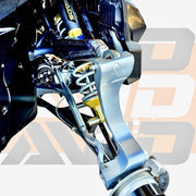 AVID Racing Can-Am Maverick R Baja Race Front Control Arm Kit close up view of billet upright and ADS shock