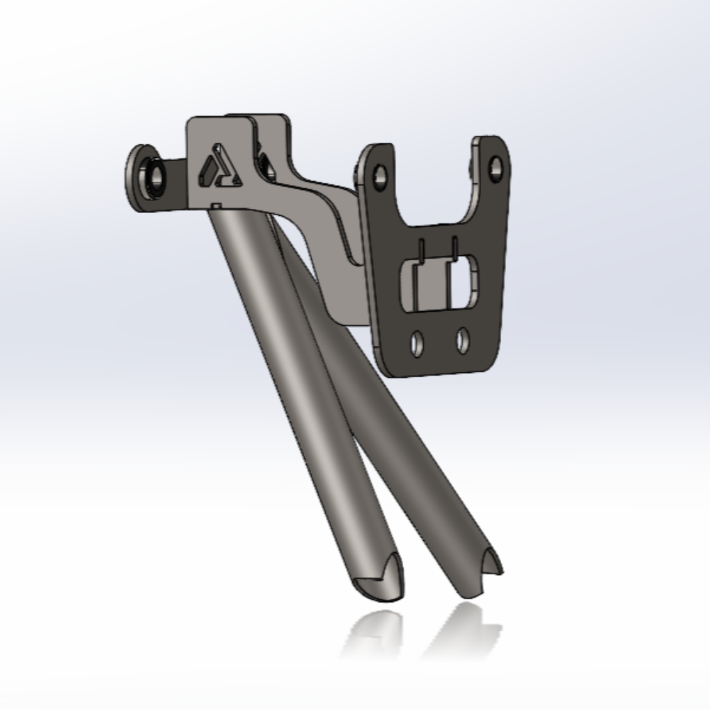 CAD design of AVID Racing Maverick R front upper control arm inner pivot gusset reinforcement kit
