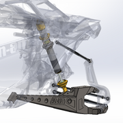 AVID Racing Maverick R MAX Rear Race Trailing Arm Kit, Factory Shock Location detail of trailing arm CAD draft