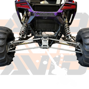 Polaris RZR Pro R SC +4.5 trailing arms installed on drag racing build rear suspension