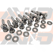 AVID Racing Can-Am Maverick R billet radius rod plate titanium bolt hardware kit top view of complete hardware kit