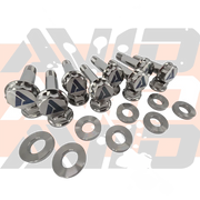 AVID Racing Can-Am Maverick R Rear Trailing Arm Titanium Bolt Hardware Kit top view of complete hardware kit