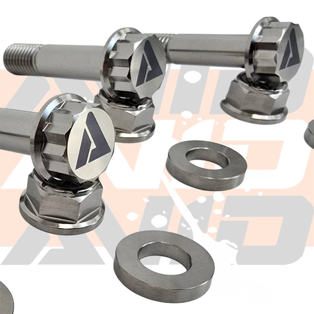 AVID Racing titanium rear shock hardware kit for Polaris RZR Pro R side view detail
