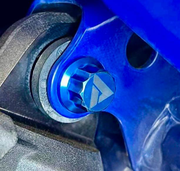 AVID Racing Yamaha YXZ1000 Front Shock Titanium Hardware Kit mounted on vehicle anodized in blue