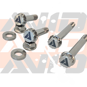 AVID Racing Can-Am Maverick R Front Shock Titanium Bolt Hardware Kit side view of complete titanium hardware kit