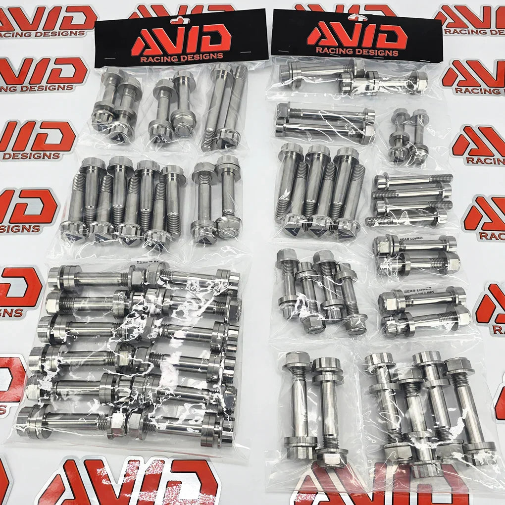 AVID Racing Can-Am Maverick R Ultimate Titanium Bolt Hardware Kit in branded packaging