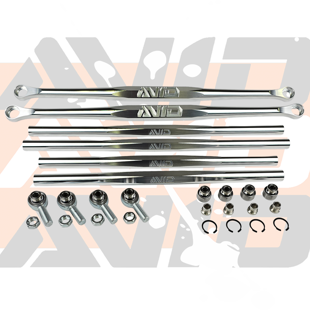 AVID Racing Maverick R Rear Billet Aluminum Radius Rod Kit full kit on branded background