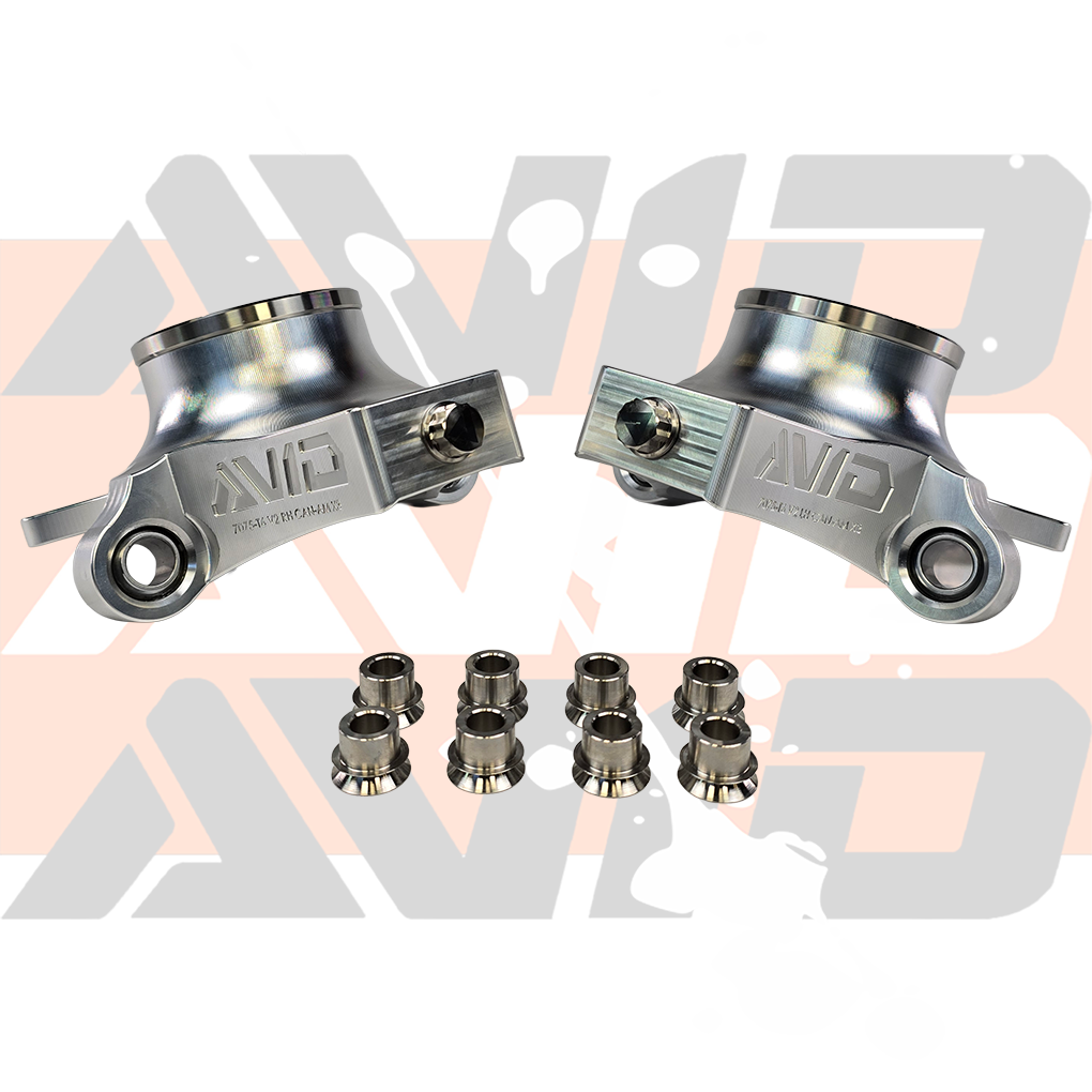AVID Racing Can-Am Maverick X3 HD Rear Billet Knuckle Kit full kit including billet knuckles, misalignments, precision titanium hardware with CNC logo