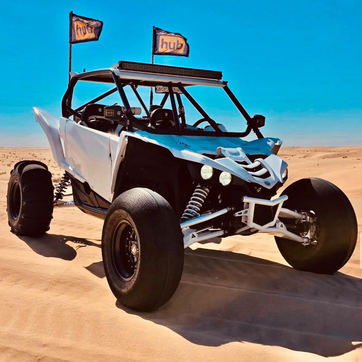 AVID Racing Yamaha YXZ1000 72" Front Long Travel Suspension Kit with billet Race Knuckles mounted on vehicle