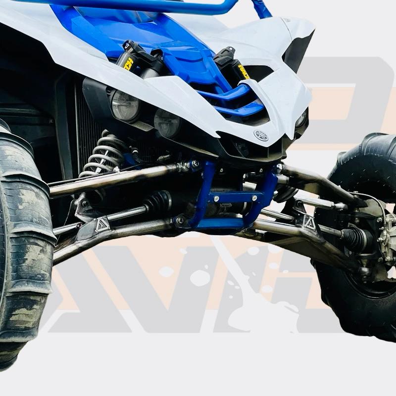 AVID Racing Yamaha YXZ1000 72" Front Long Travel Suspension Kit with stock knuckles and chromoly upper and lower control arm mounted on vehicle