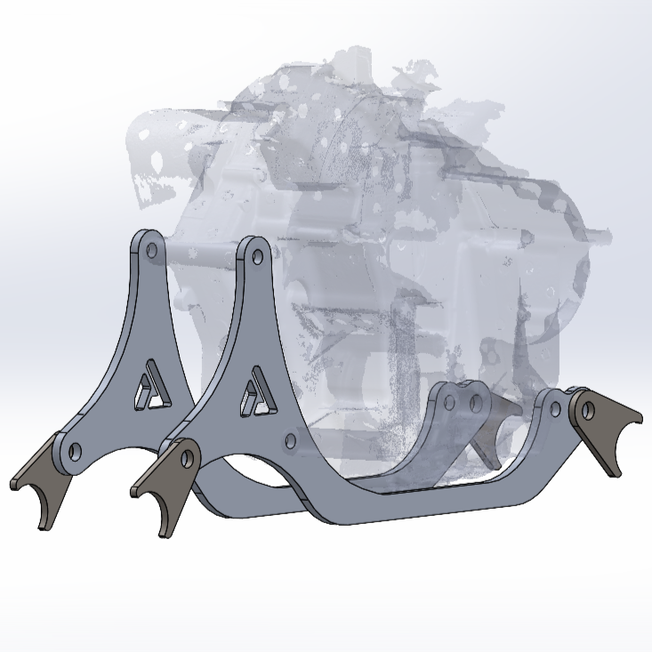 AVID Racing Yamaha YXZ1000 Bottom Drop Transmission Mount Adapter Kit CAD draft of product dimensions