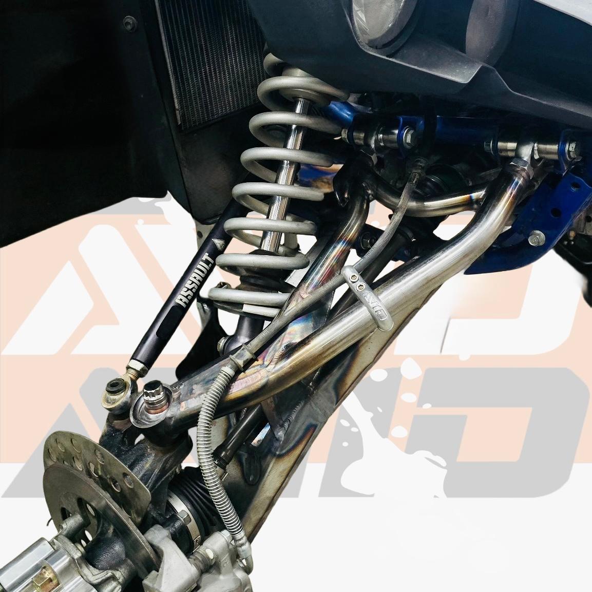 AVID Racing XC 64" stock width suspension kit mounted on vehicle with AVID's billet brake line clamp