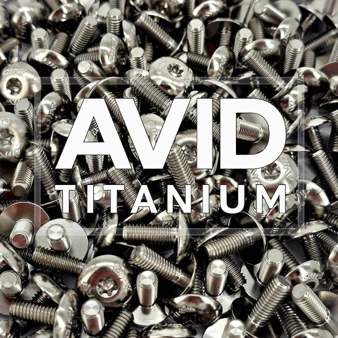 AVID racing titanium fasteners and hardware for UTV suspension and off-road performance builds close-up detailed image