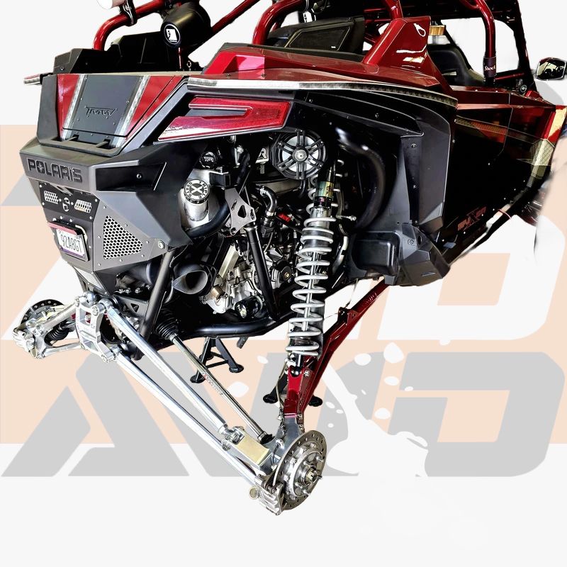 Polaris RZR Pro R XC trailing arms installed rear suspension toe link delete