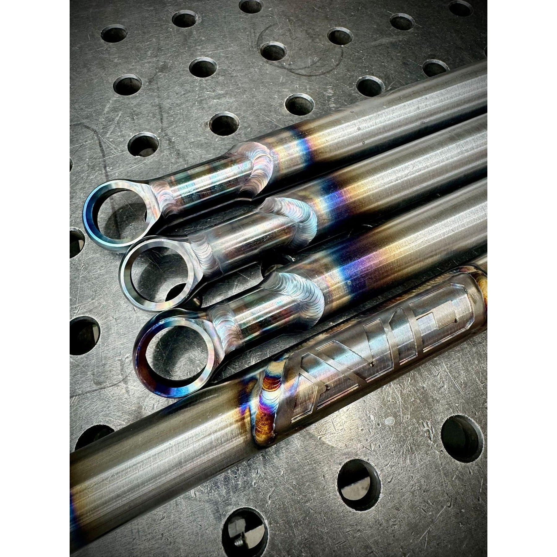 AVID Racing Can-Am Maverick X3 Chromoly Radius Rod Kit, 72"  detail of TIG welding and branding