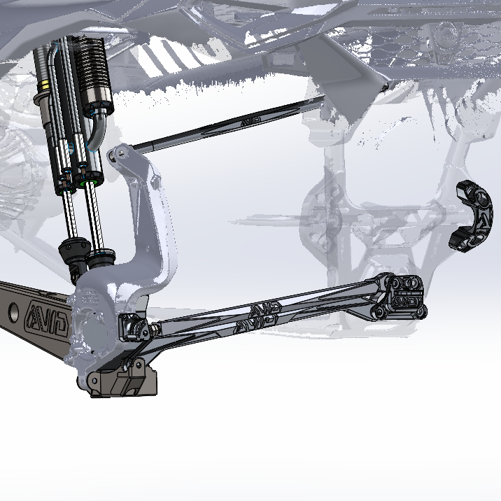 AVID Racing Can-Am Maverick R Rear Billet Aluminum High Clearance Radius Rod Kit CAD drafted zoomed out view