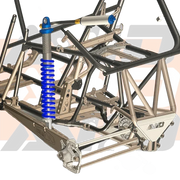 AVID Racing Yamaha YXZ1000R YX3 Hybrid Rear Chassis Conversion Kit CAD draft showing shock relocation mount, geometry improvements, rear differential placement